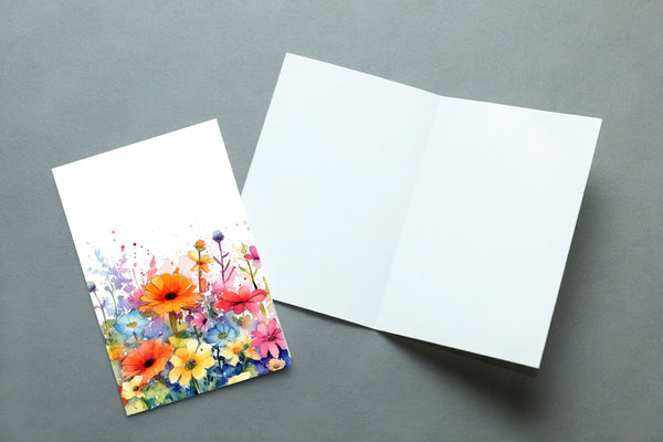 10 Handmade Watercolor Wildflowers – Blank Inside – Folded 4x6 Every Occasion Cards with White Envelopes