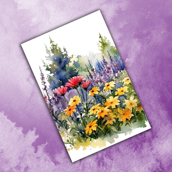 10 Handmade Watercolor Wildflowers – Blank Inside – Folded 4x6 Every Occasion Cards with White Envelopes