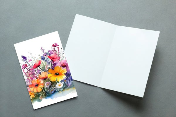 10 Handmade Watercolor Wildflowers – Blank Inside – Folded 4x6 Every Occasion Cards with White Envelopes