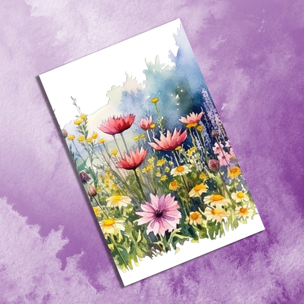 10 Handmade Watercolor Wildflowers – Blank Inside – Folded 4x6 Every Occasion Cards with White Envelopes