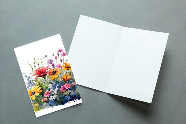 10 Handmade Watercolor Wildflowers – Blank Inside – Folded 4x6 Every Occasion Cards with White Envelopes