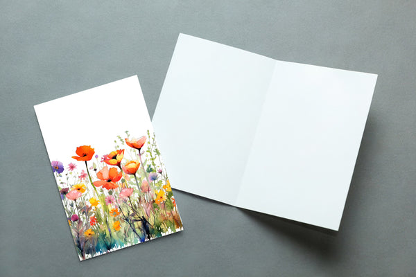 10 Handmade Watercolor Wildflowers – Blank Inside – Folded 4x6 Every Occasion Cards with White Envelopes