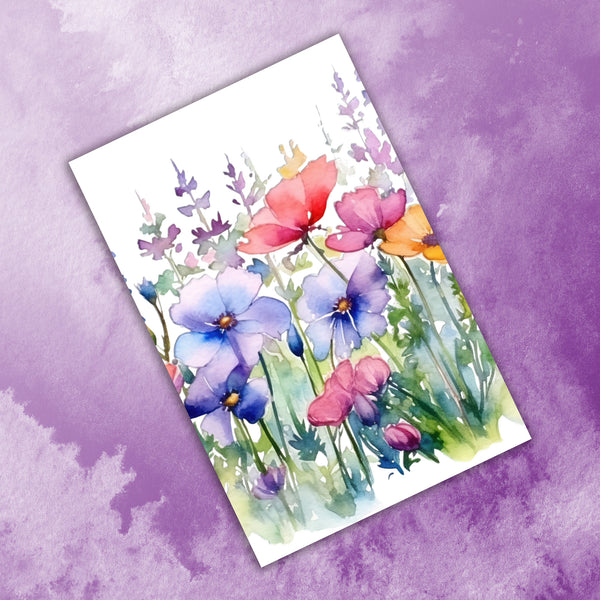 10 Handmade Watercolor Wildflowers – Blank Inside – Folded 4x6 Every Occasion Cards with White Envelopes