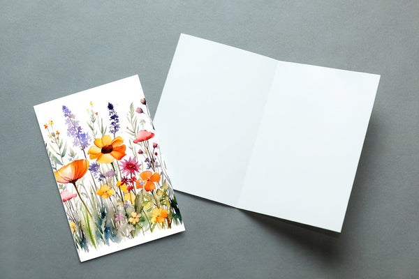 10 Handmade Watercolor Wildflowers – Blank Inside – Folded 4x6 Every Occasion Cards with White Envelopes