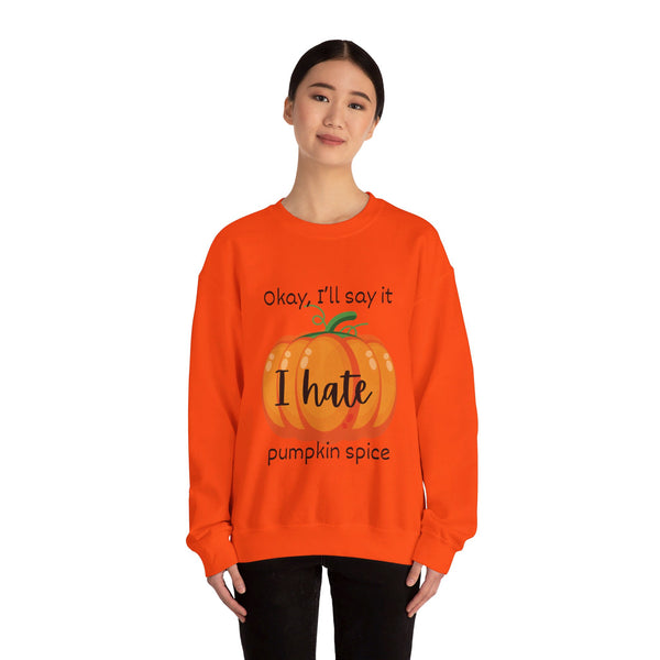 Woman wearing a fall sweatshirt for women with a pumpkin on it