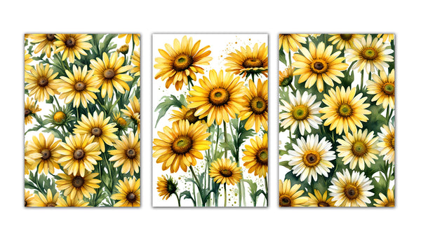 6 Handmade Yellow Daisies – Blank Inside – Folded 4x6 Every Occasion Cards with White Envelopes