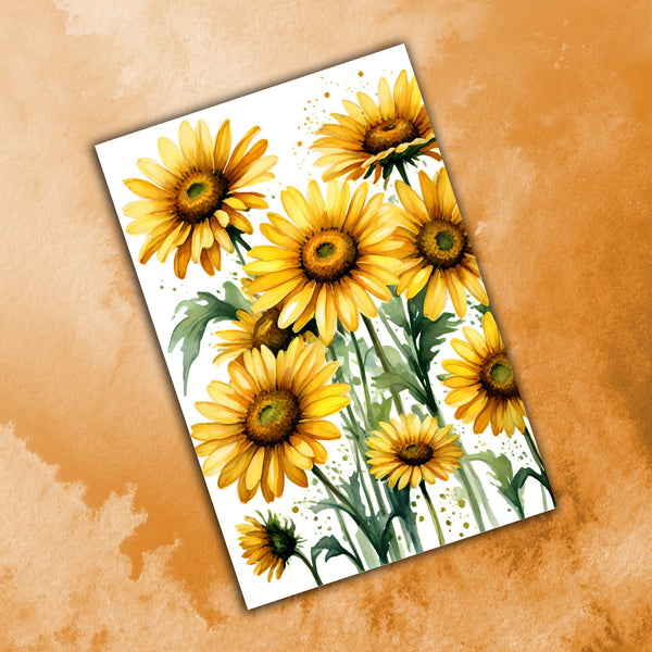 6 Handmade Yellow Daisies – Blank Inside – Folded 4x6 Every Occasion Cards with White Envelopes