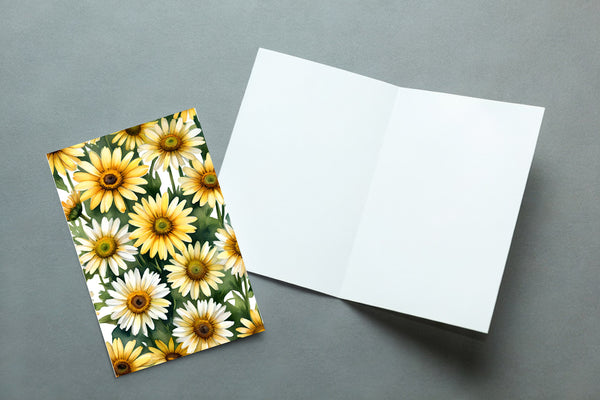 6 Handmade Yellow Daisies – Blank Inside – Folded 4x6 Every Occasion Cards with White Envelopes