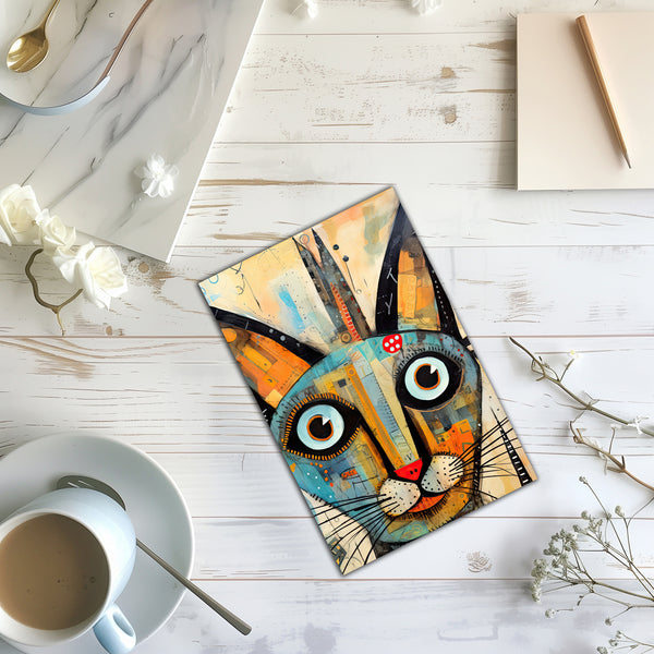 6 Handmade Abstract Animals – Blank Inside – Folded 4x6 Every Occasion Cards with White Envelopes