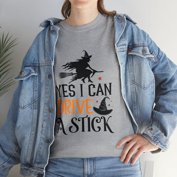 Yes I Can Drive a Stick Halloween Unisex Heavy Cotton Tee 3 Colors Multiple Sizes