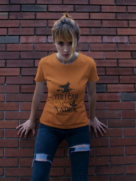 Yes I Can Drive a Stick Halloween Unisex Heavy Cotton Tee 3 Colors Multiple Sizes