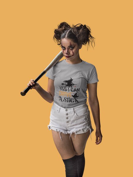 Yes I Can Drive a Stick Halloween Unisex Heavy Cotton Tee 3 Colors Multiple Sizes