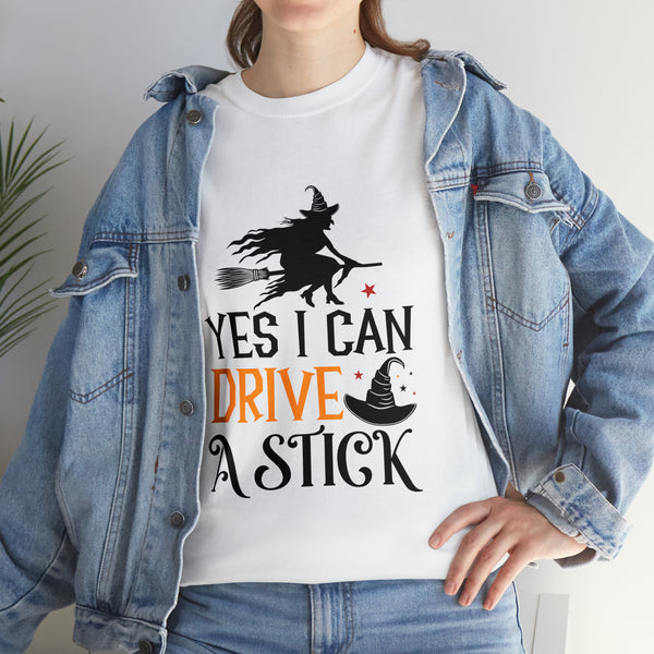 Yes I Can Drive a Stick Halloween Unisex Heavy Cotton Tee 3 Colors Multiple Sizes