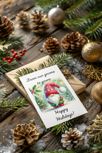 Holiday Gnome Printable Christmas Cards Download Digital