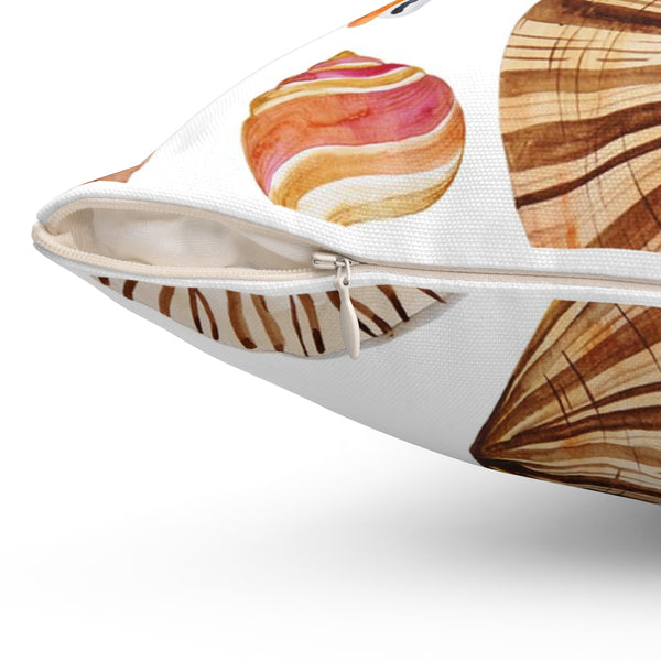 Zipper side of seashell beach decorative throw pillows