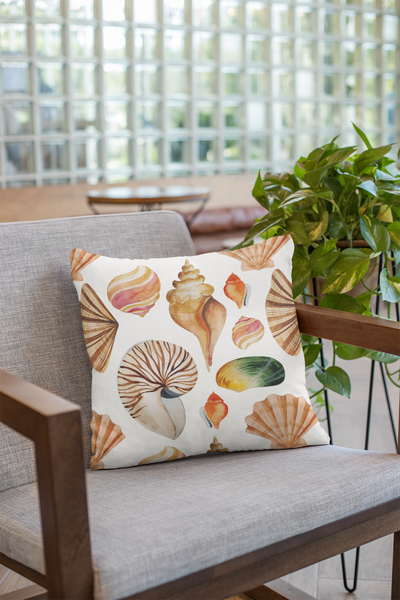 Seashell Beach Decorative Throw Pillows, Beach Theme Home Decor