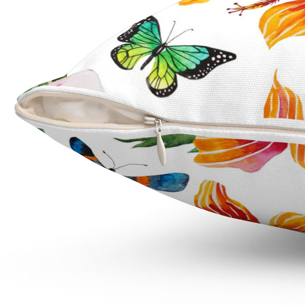 Hibiscus Beach Throw Pillow side view with zipper