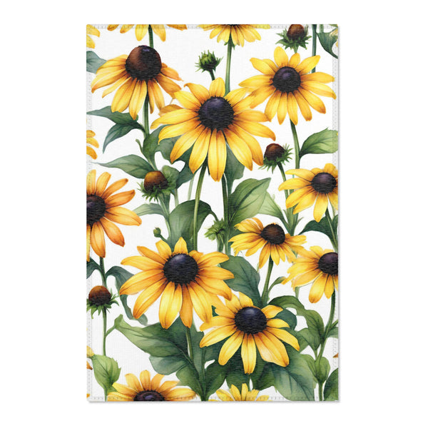 Floral Area Rug, Black eyed susan flowers Home Decor, Indoor Carpet