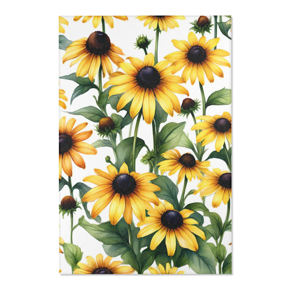 Floral Area Rug, Black eyed susan flowers Home Decor, Indoor Carpet