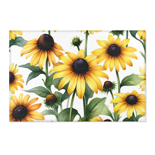 Floral Area Rug, Black eyed susan flowers Home Decor, Indoor Carpet