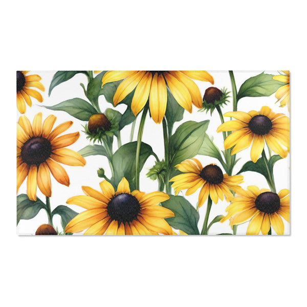 Floral Area Rug, Black eyed susan flowers Home Decor, Indoor Carpet