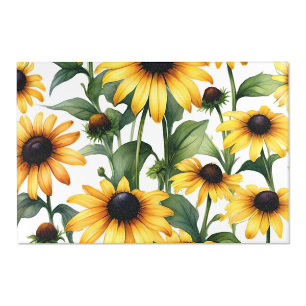 Floral Area Rug, Black eyed susan flowers Home Decor, Indoor Carpet