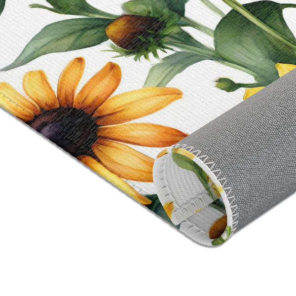 Floral Area Rug, Black eyed susan flowers Home Decor, Indoor Carpet
