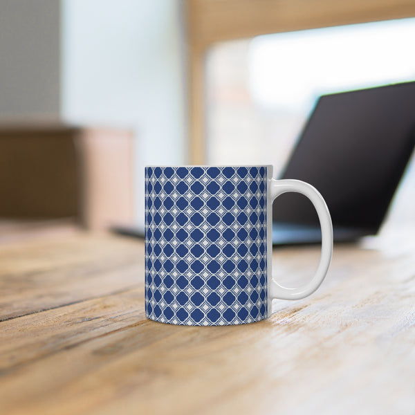 Blue pattern Coffee Mug 2-Sizes 11oz/15oz Dishwasher Microwave Safe