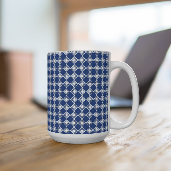 Blue pattern Coffee Mug 2-Sizes 11oz/15oz Dishwasher Microwave Safe