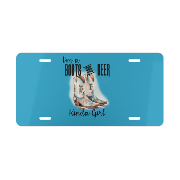Boots and beer custom front license plate