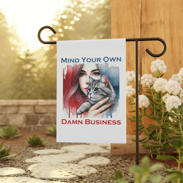 Cat Lady Garden Flag in the yard