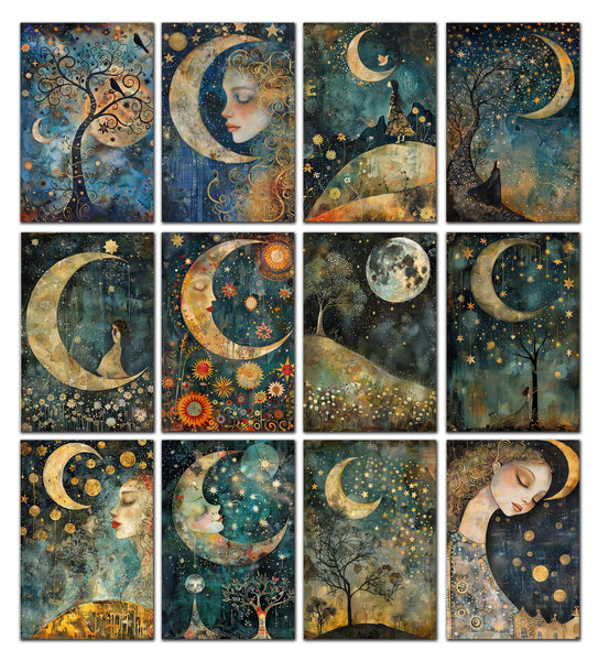 12 Handmade Celestial Beings – Blank Inside – Folded 4x6 Every Occasion Notecards with White Envelopes