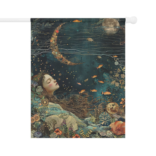 Dreamy Garden Flag 12x18 Double Sided Boho Decor, Outdoor Flag, Celestial Garden Art, Enchanted Home Decoration