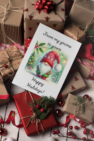 Holiday Gnome Printable Christmas Cards Download Digital