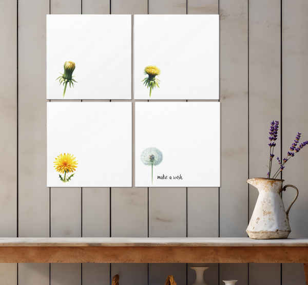 Minimalist Dandelion Canvas Print 4 Panel