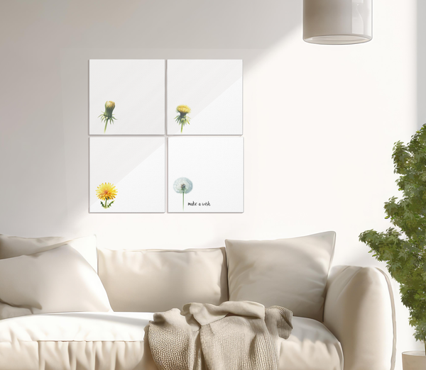 Minimalist Dandelion Canvas Print 4 Panel