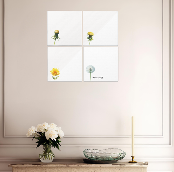 Minimalist Dandelion Canvas Print 4 Panel