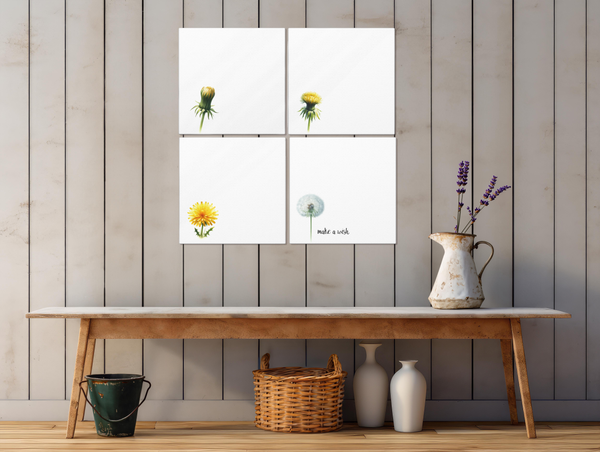 Minimalist Dandelion Canvas Print 4 Panel