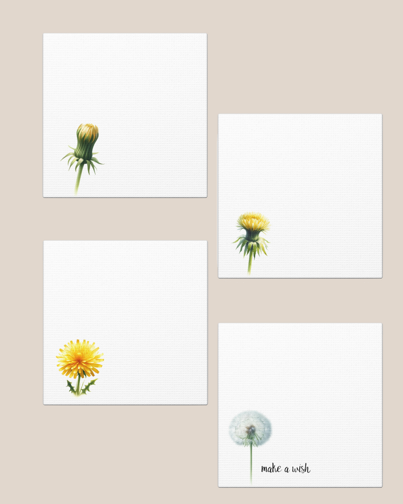 Minimalist Dandelion Canvas Print 4 Panel