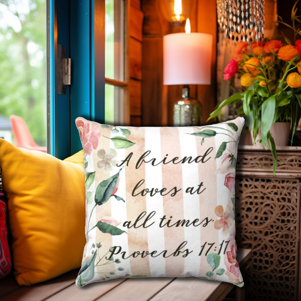 Friendship Bible Verse Decorative Throw Pillows - 4 sizes Polyester
