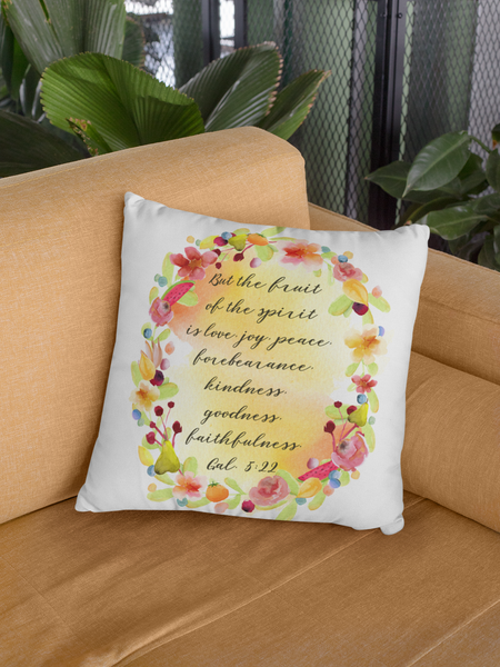 Fruit of the Spirit Bible Verse Decorative Throw Pillows - 4 sizes Polyester