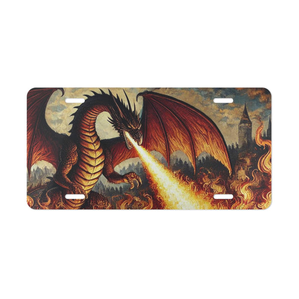 Fire breathing dragon custom front license plate