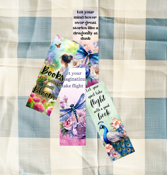 Printable Bookmarks Book Lovers, Digital Bookmarks, Dragonfly Bookmarks, Book Lover Gift, Bookmark Bundle, Nature Bookmarks, Flower Bookmark