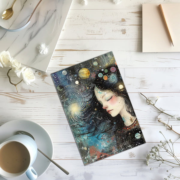 8 Handmade Faces in the Moon  – Blank Inside – Folded 4x6 Every Occasion Cards with White Envelopes