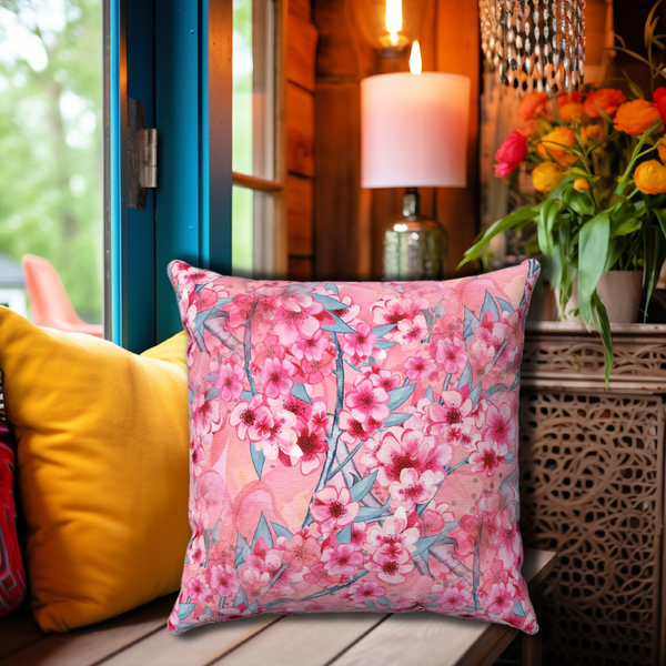 Cherry Blossom Home Decor Decorative Throw Pillows 4 Sizes Polyester
