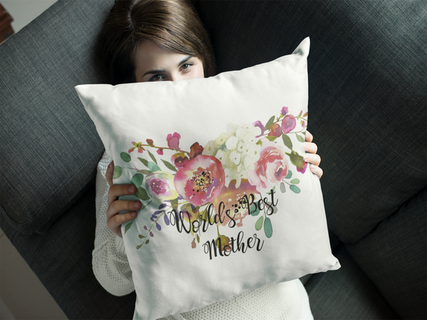 World's Best Mother Decorative Floral Throw Pillows for Mom, Home Decor