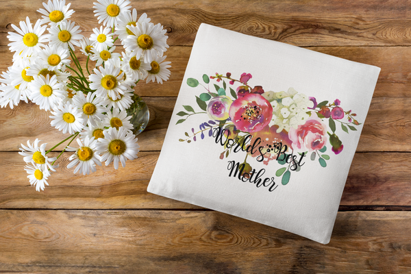 World's Best Mother Decorative Floral Throw Pillows for Mom, Home Decor