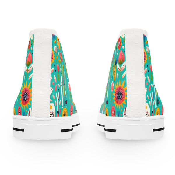 Colorful floral-patterned sneakers on a white background