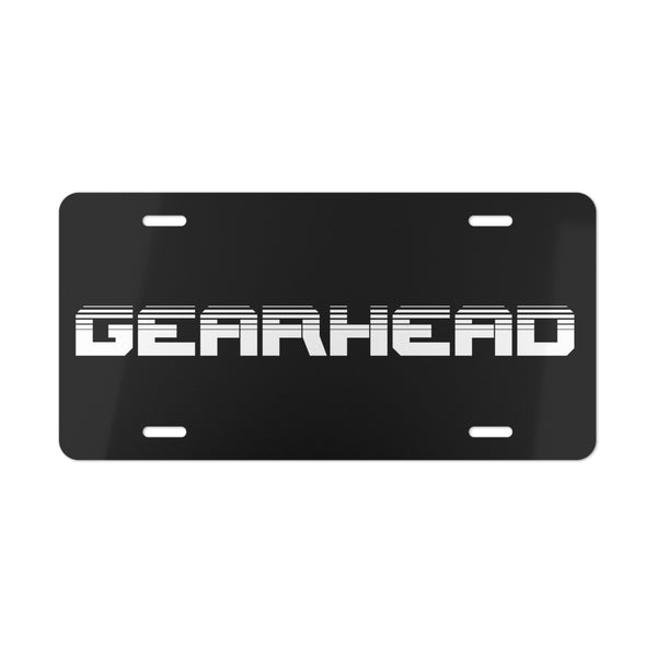 Gearhead Black Vanity Front License Plate – Bold Car Accessory for Classic Car Fans, Muscle Car Enthusiasts, or Custom Builds
