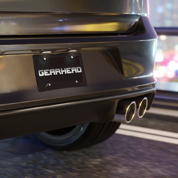 Gearhead Black Vanity Front License Plate – Bold Car Accessory for Classic Car Fans, Muscle Car Enthusiasts, or Custom Builds